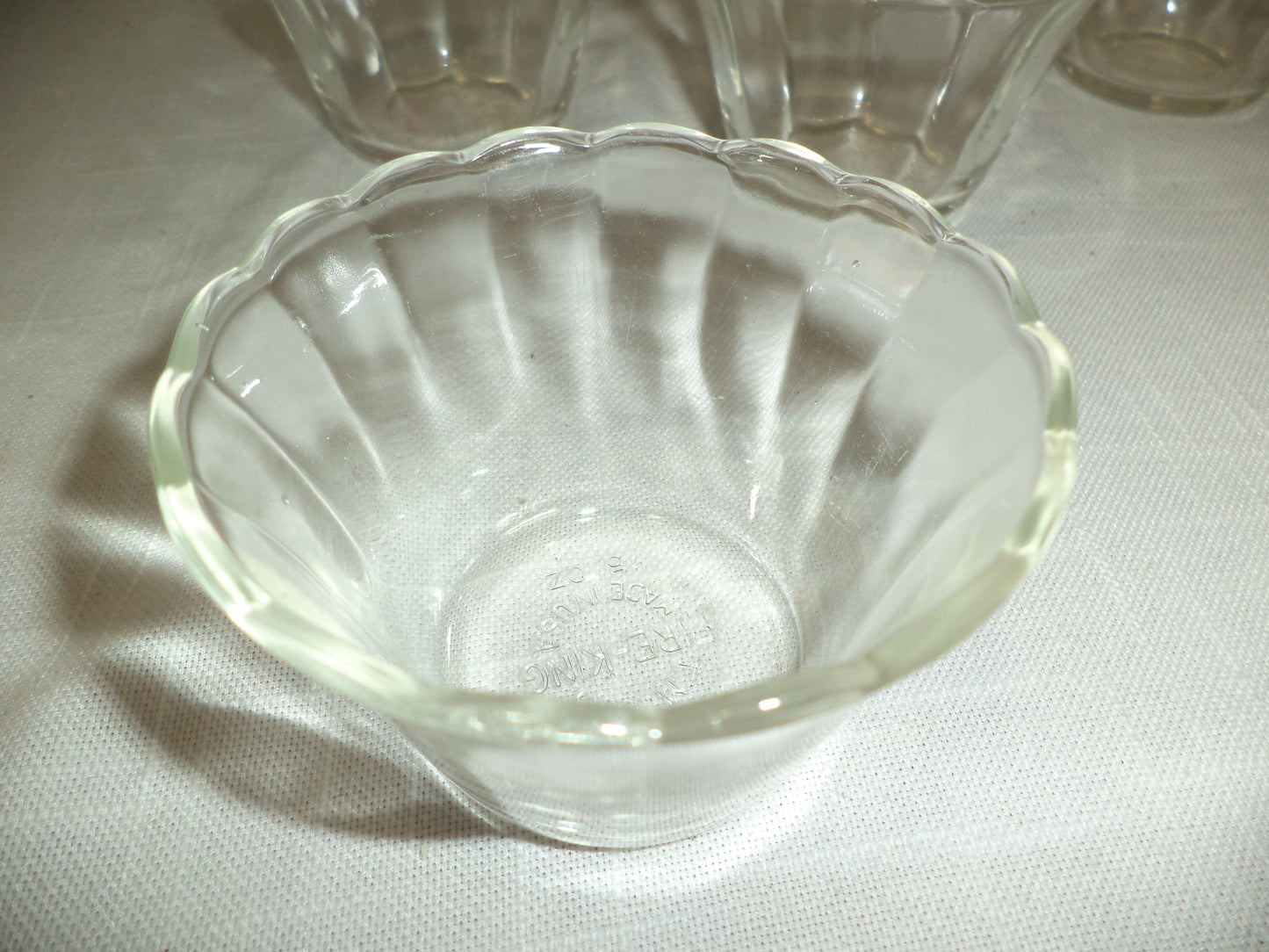 4 Fire King Scalloped Rim Glass Dessert Dishes