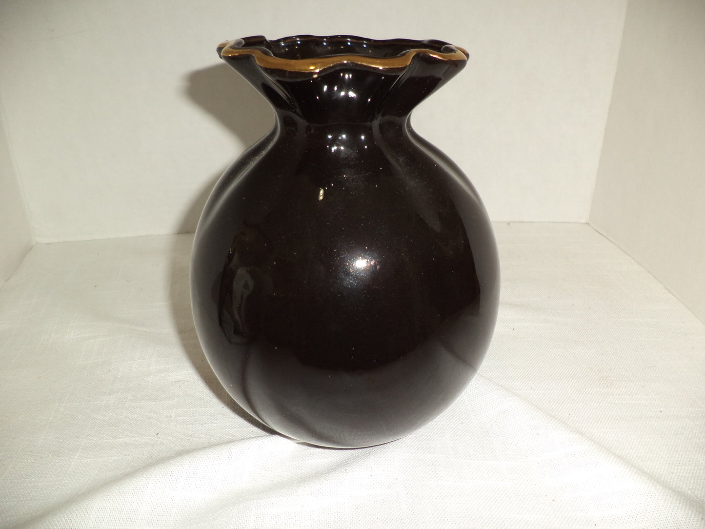 Black & Gold W/ Purple Flowers Vase