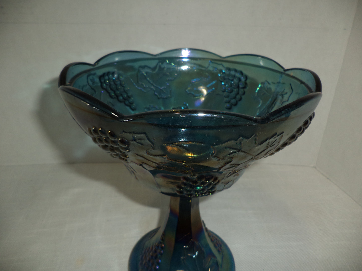 Carnival Blue Harvest Indiana Pedestal Candy Dish