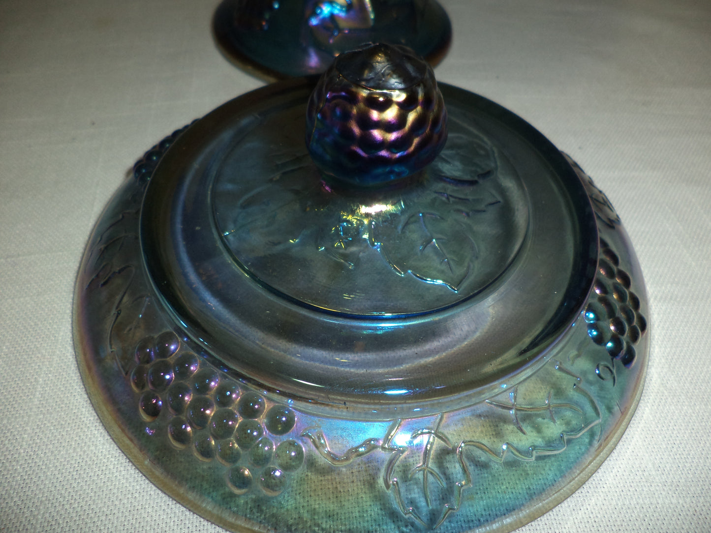 Carnival Blue Harvest Indiana Pedestal Candy Dish