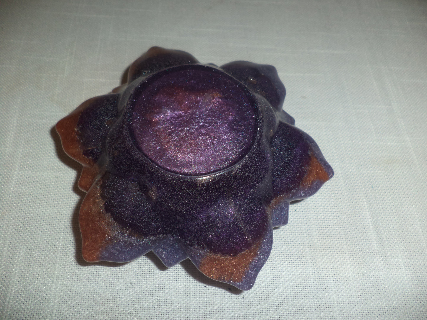 Handmade Purple Petal Resin Candle Holder