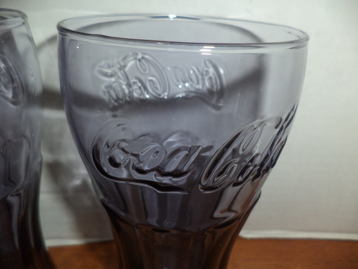 2 Tall Blue Coke Glasses