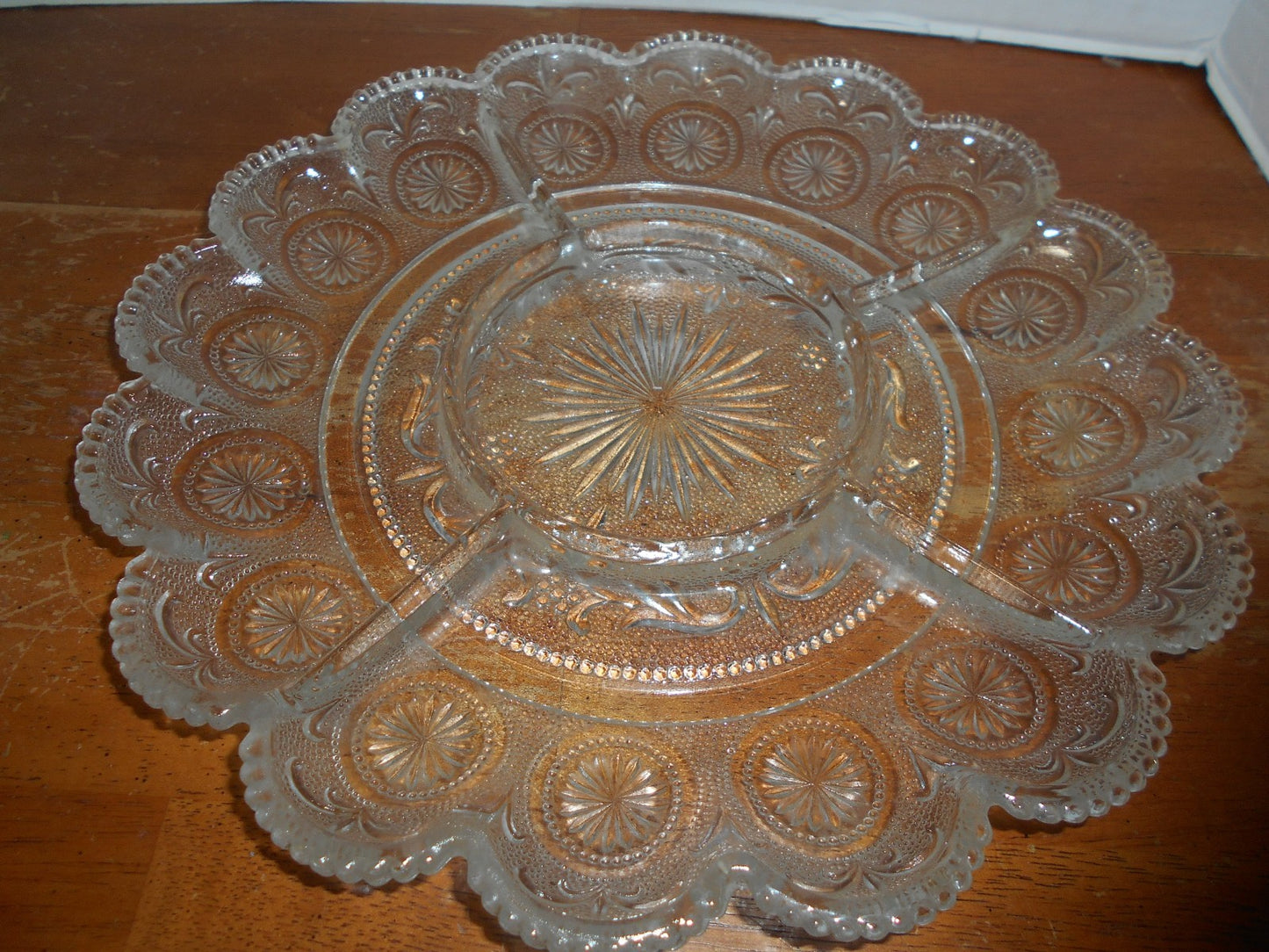 Brockway Glass AMERICAN CONCORD Clear Glass 5-Part Relish Dish 11.5” 1970’s 4375