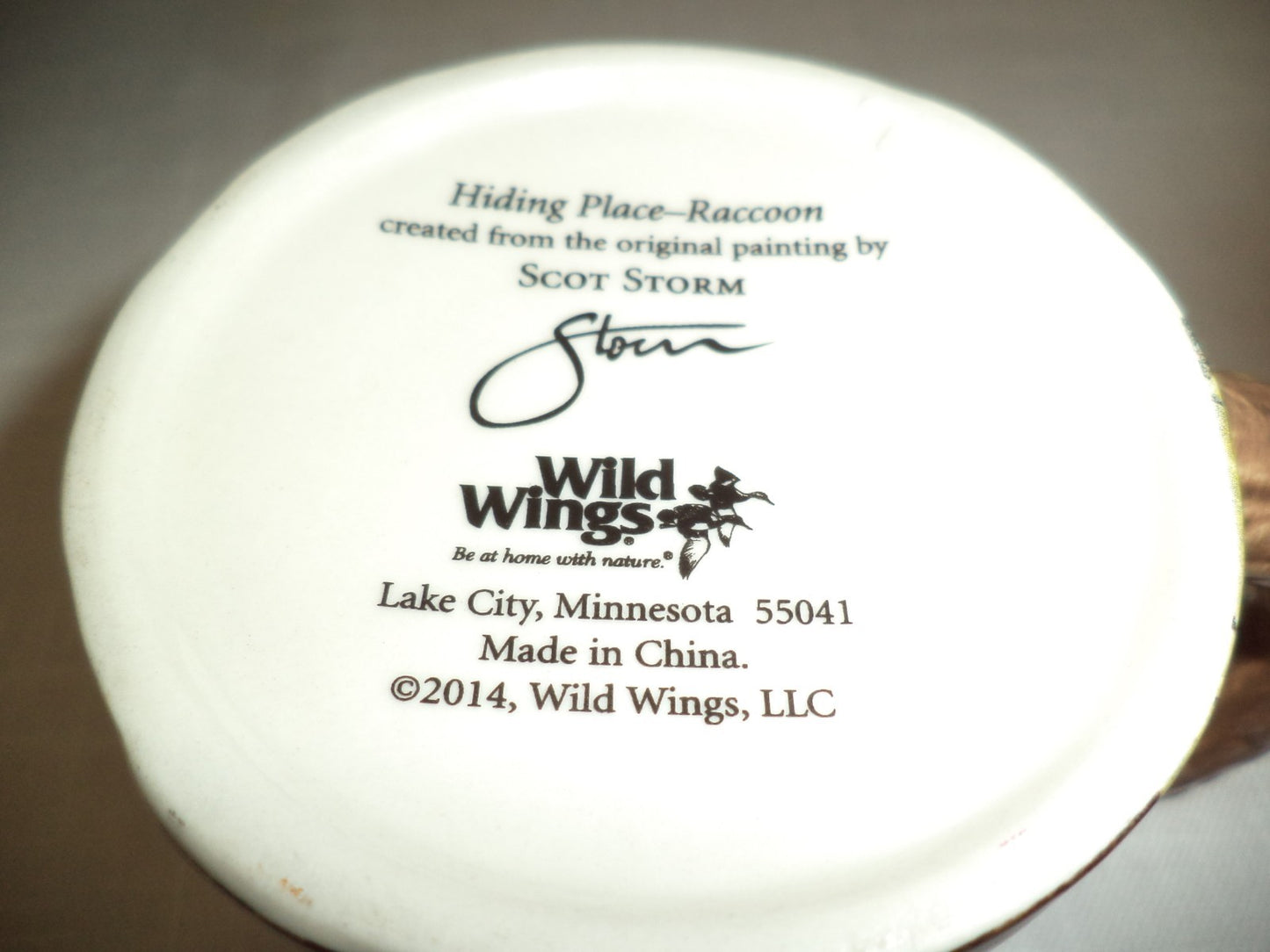 Wild Wings Raccoon Sculpted Mug Scot Storm “Hiding Place” Nature Animals funny