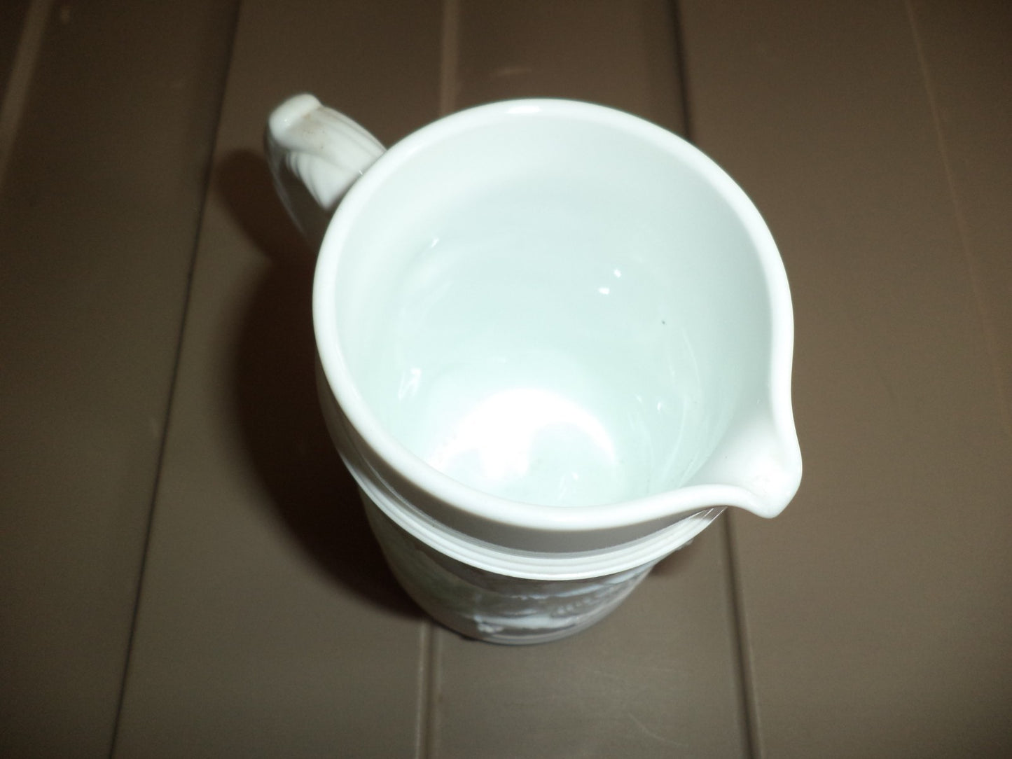 Leafy Vine Pattern Milk Glass Pitcher 5" Tall & Holds 12 oz.