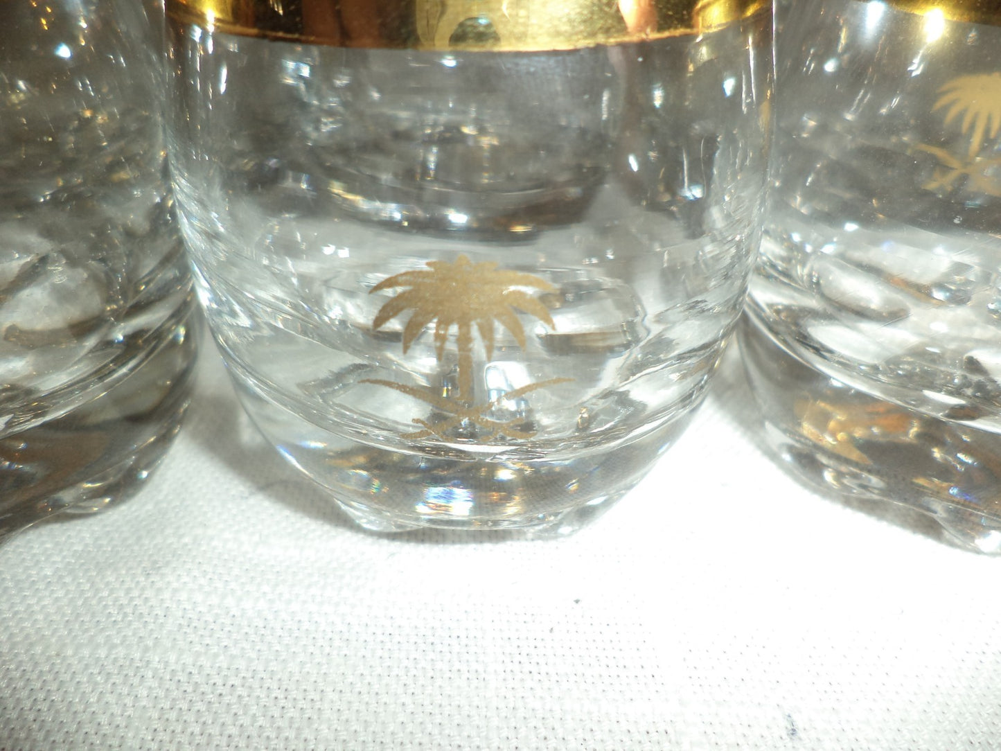 6 Palm Tree Gold Rimmed Shot Glasses