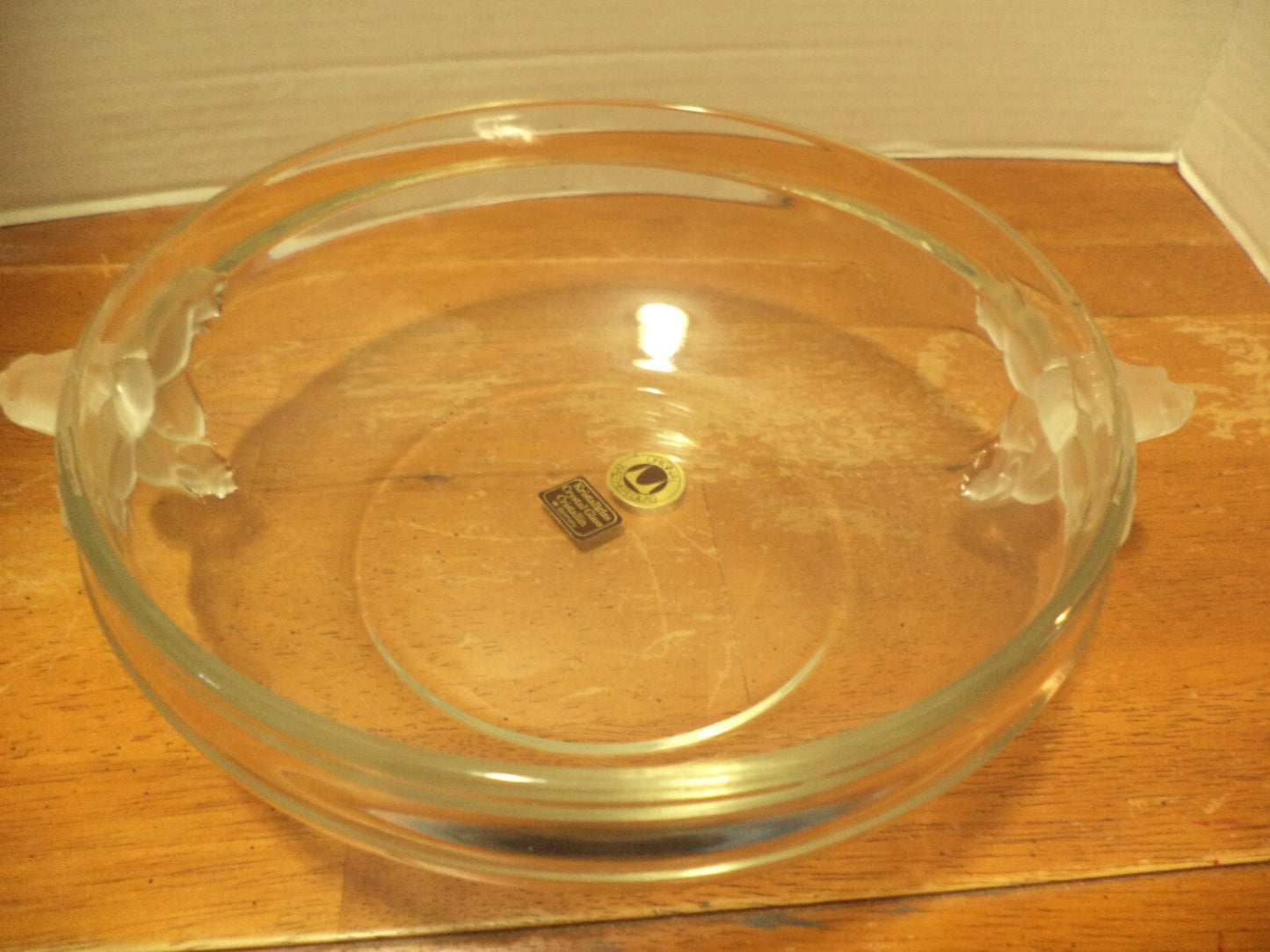 Original Walther Kristal Glass Bowl w/ Frosted Rose Handles