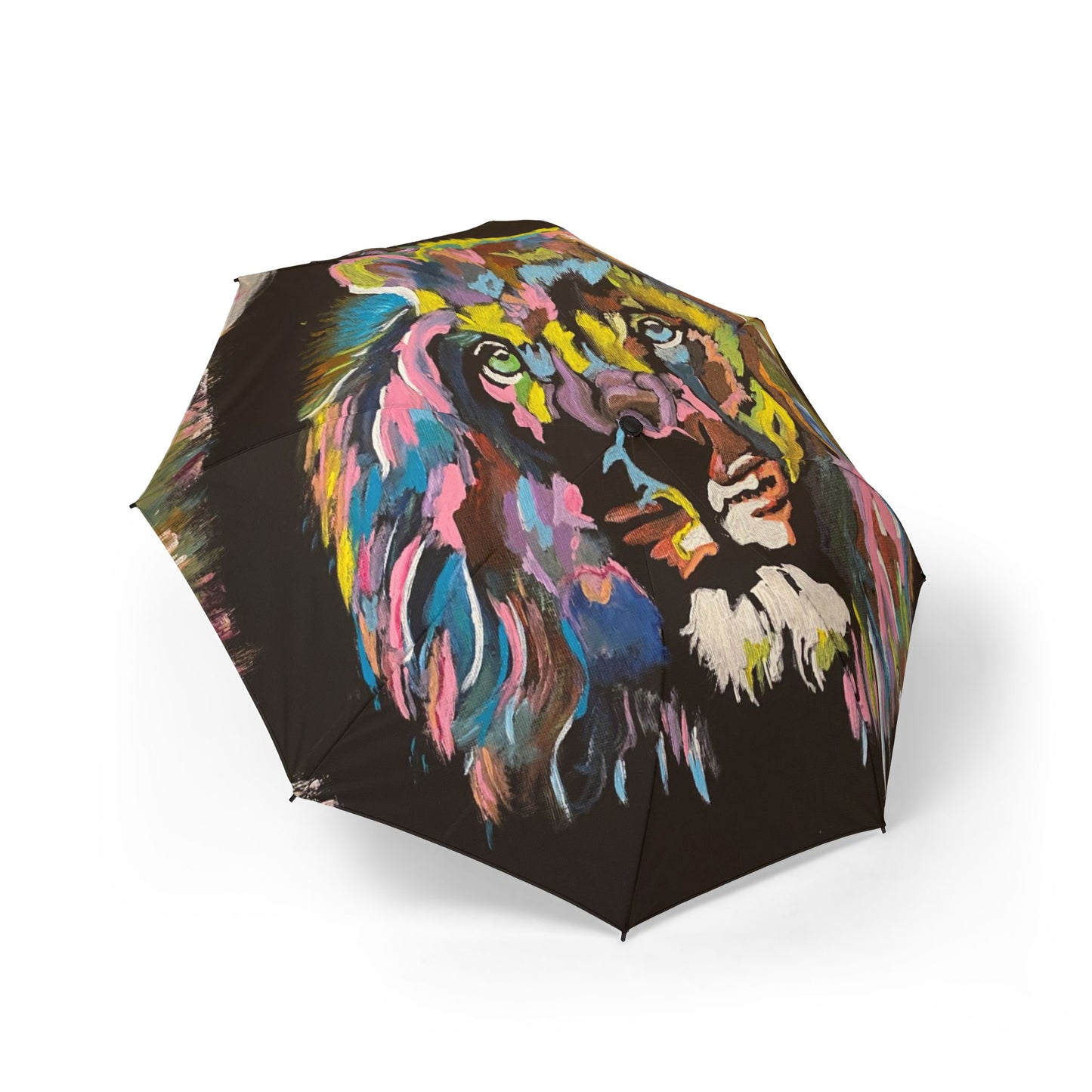 Psychedelic Lion Semi-Automatic Foldable Umbrella