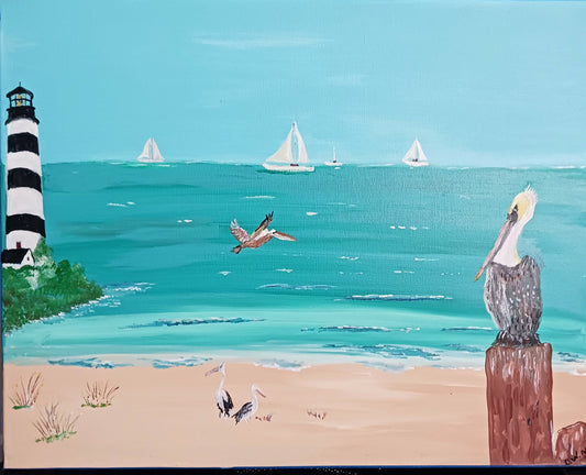 Watchful Pelican #118 Painting