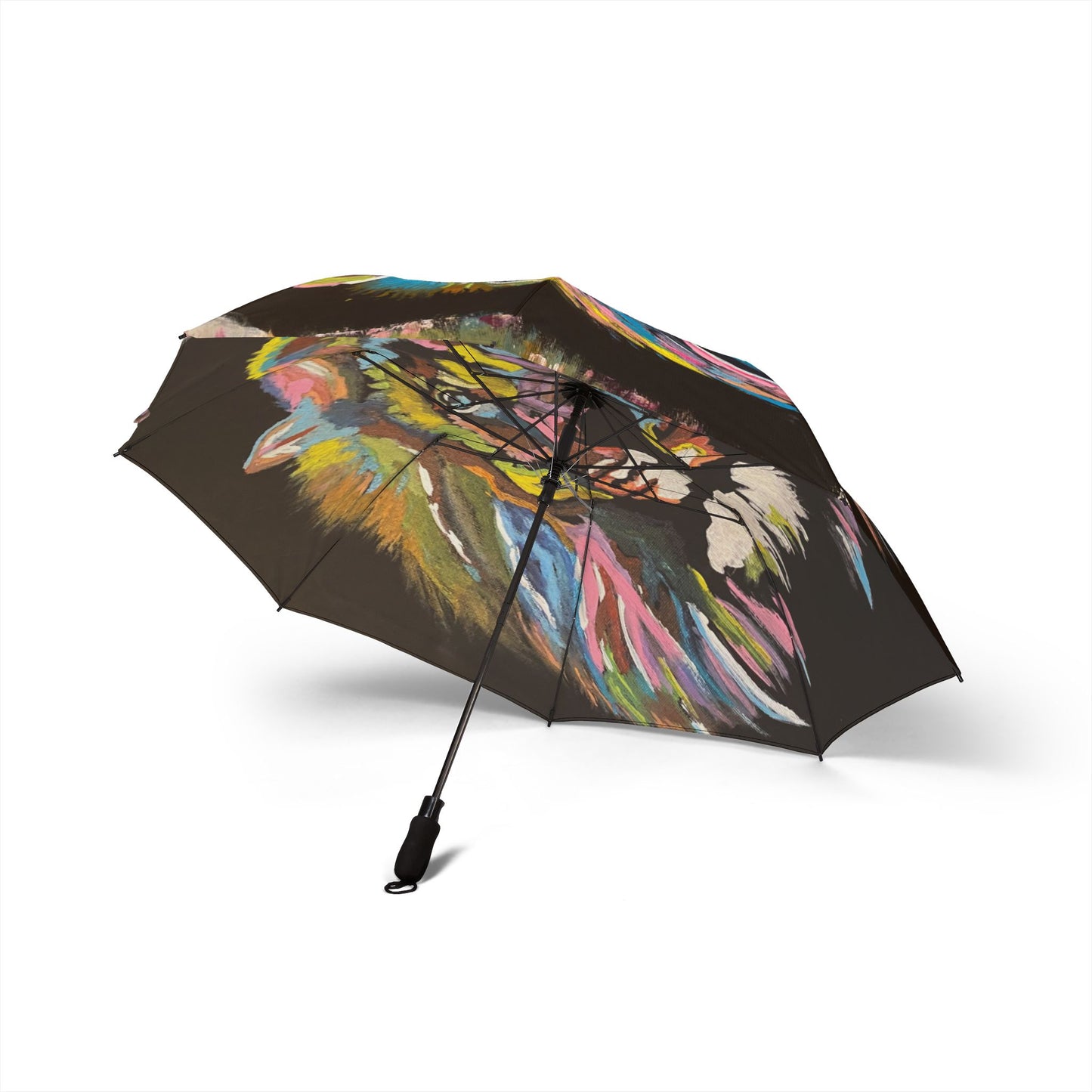 Psychedelic Lion Semi-Automatic Foldable Umbrella
