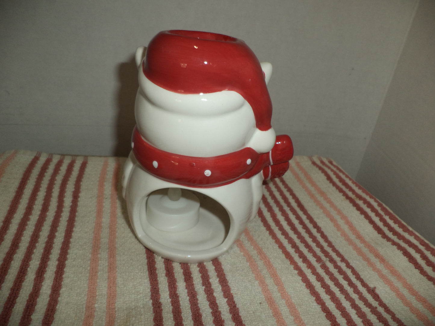 Red & White Owl Candle Holder