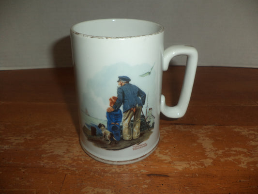 Norman Rockwell Looking  Out To Sea Porcelain Mug