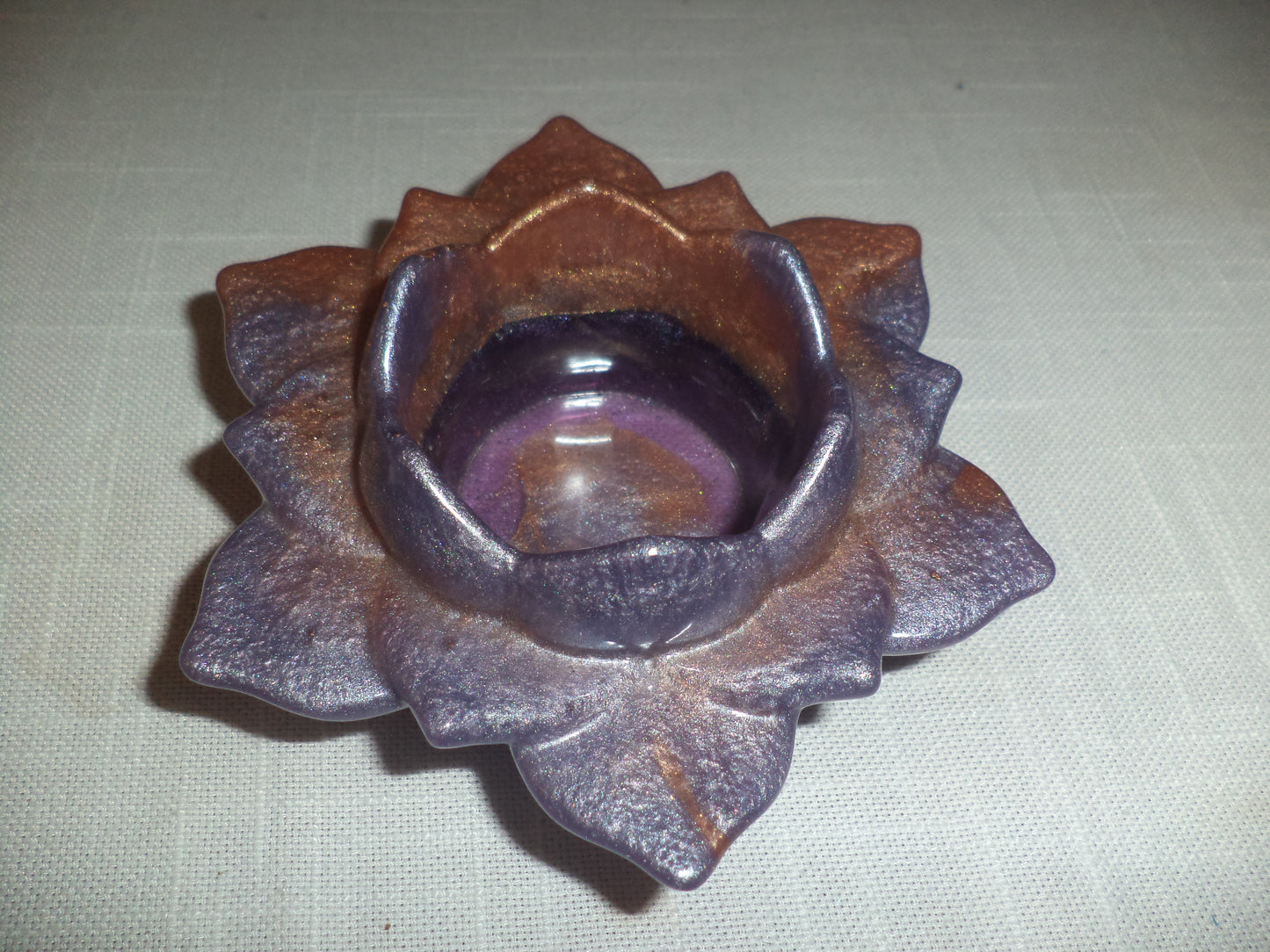 Handmade Purple Petal Resin Candle Holder
