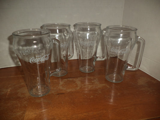 4 Tall Libbeys Coke Glasses w/ Handles