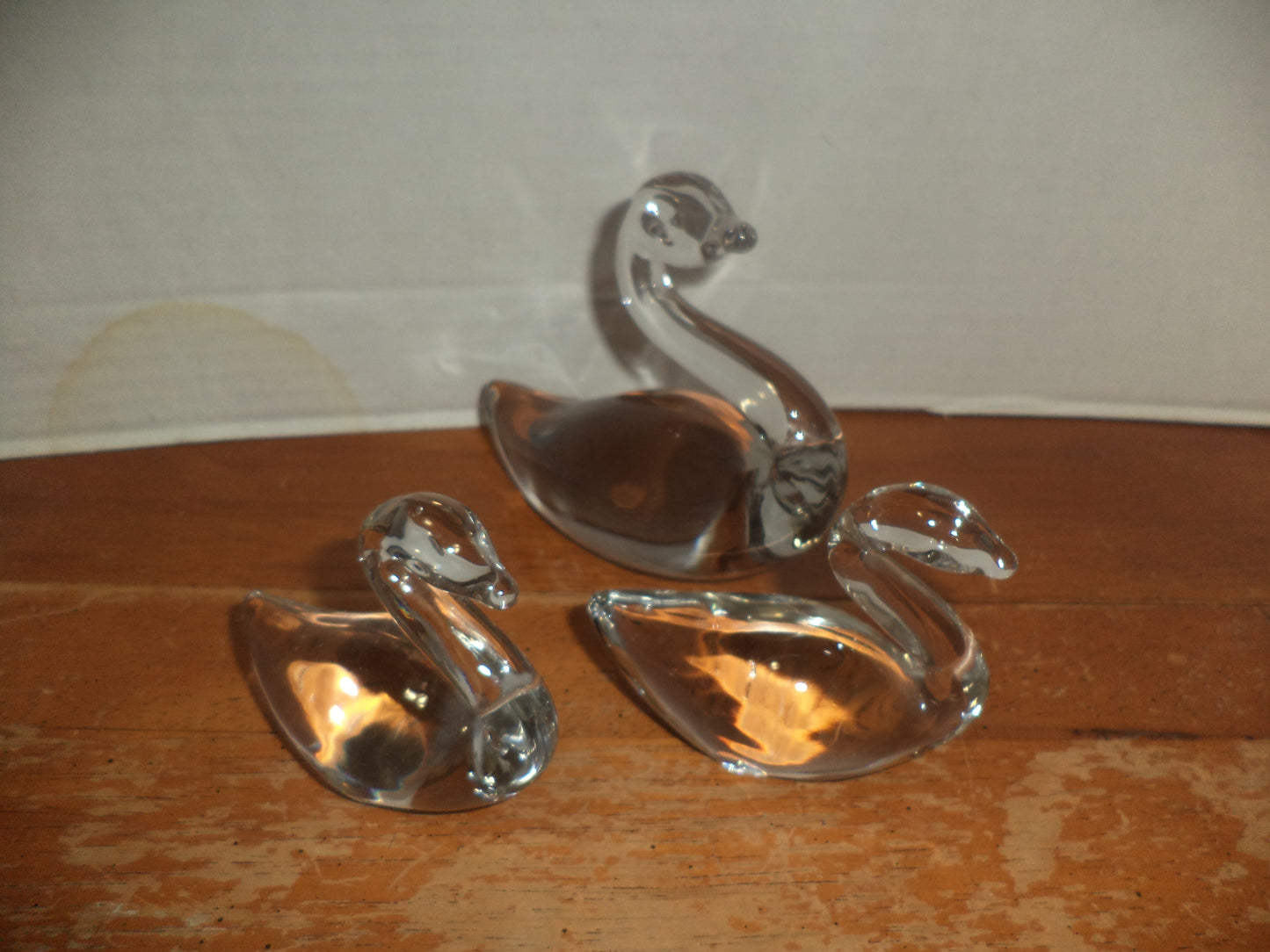 Crystal Glass Swan Family