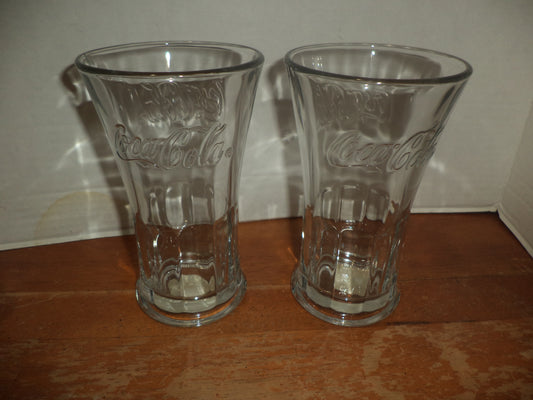 2 Heavy Libbey,s Tapered Coke Glasses