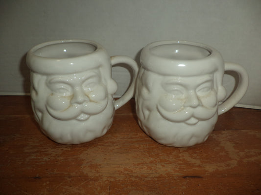 2 Earthenware Santa Claus Mug