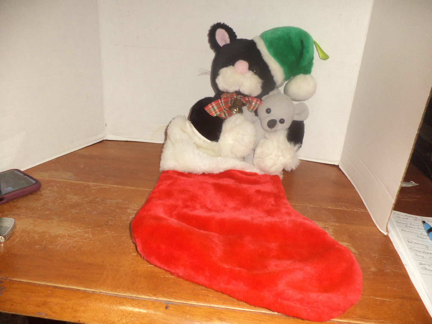Plush Cat & Mouse Christmas Stocking