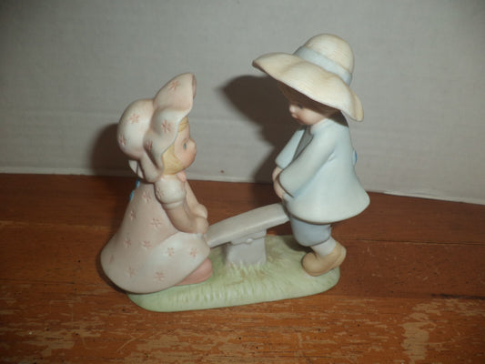 Blue Button Twins Figurine
