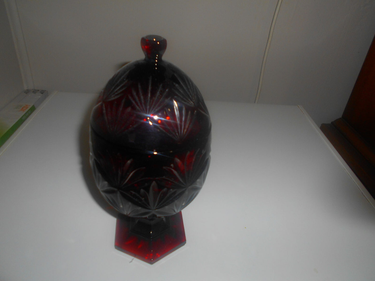 Antique Red Egg Shaped Compote