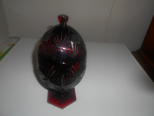 Antique Red Egg Shaped Compote