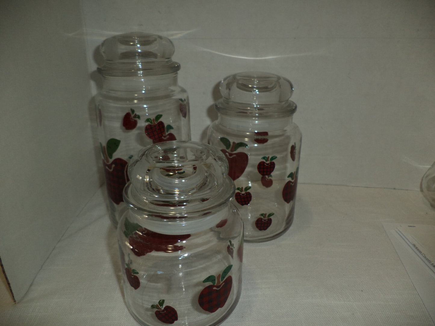 Three Glass Cherry Design Jars