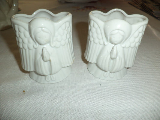 2 Nippon Neiman Marcus Double Sided Angel Candle Holders
