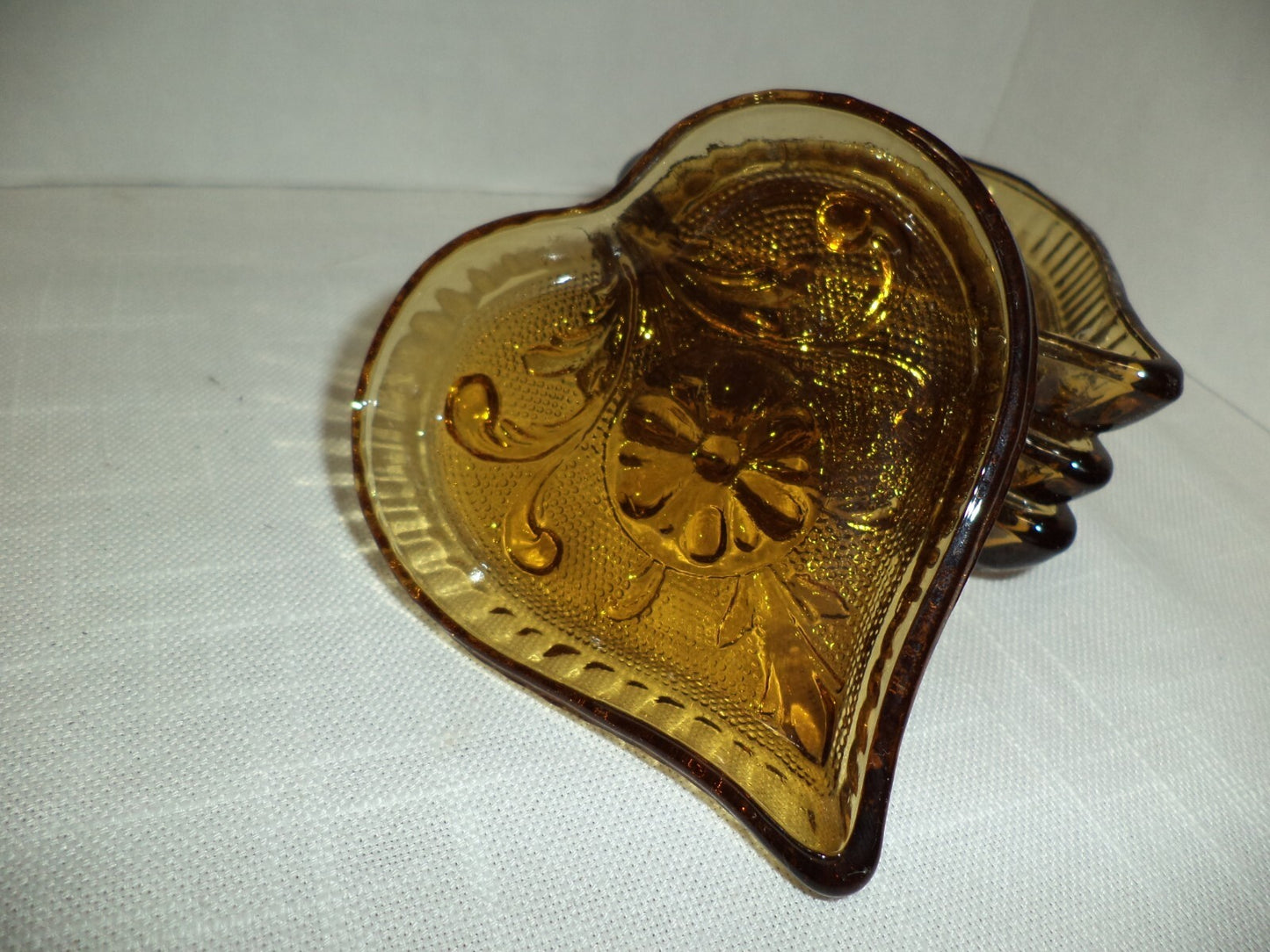 4 Indiana Tiara Amber glass Trinket/ Ring Dishes