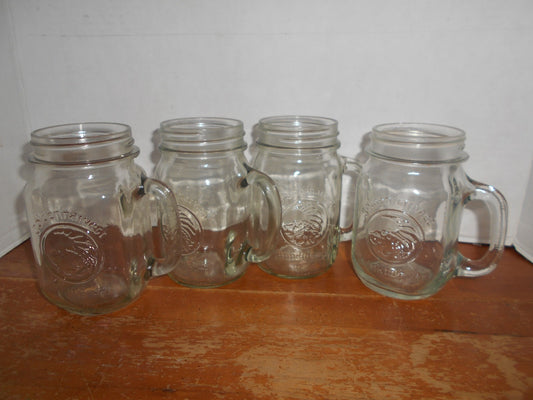 4 Anchor Hocking Golden Harvest Drinking Jars 12OZ.