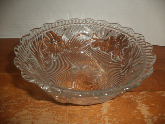 KIG Swirl Pattern Embossed Flowers, Scalloped Rim Bowl