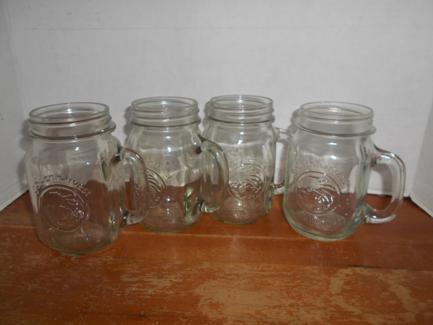4 Anchor Hocking Golden Harvest Drinking Jars 12OZ.