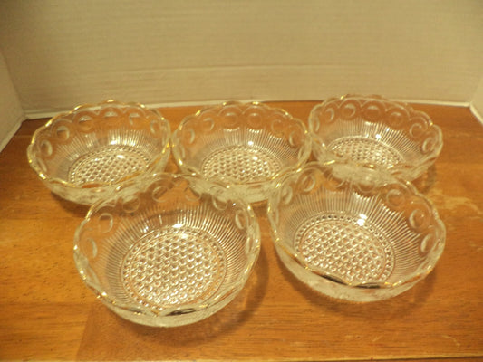 Five Scalloped Edge Bubble Design Bartlett & Collins Dessert Bowls