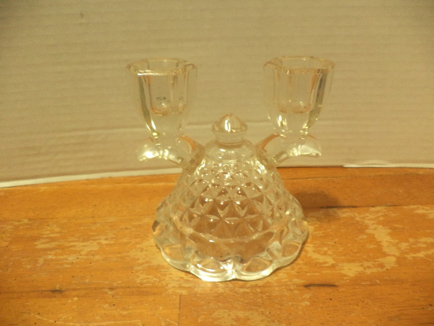 Vintage Imperial Katy Lace Edge Double Light Glass Taper Candle Holder lo 1930s