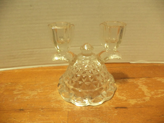 Vintage Imperial Katy Lace Edge Double Light Glass Taper Candle Holder lo 1930s
