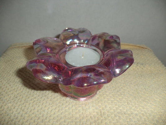 Pink Iridescence Flower Shaped Candle Holder