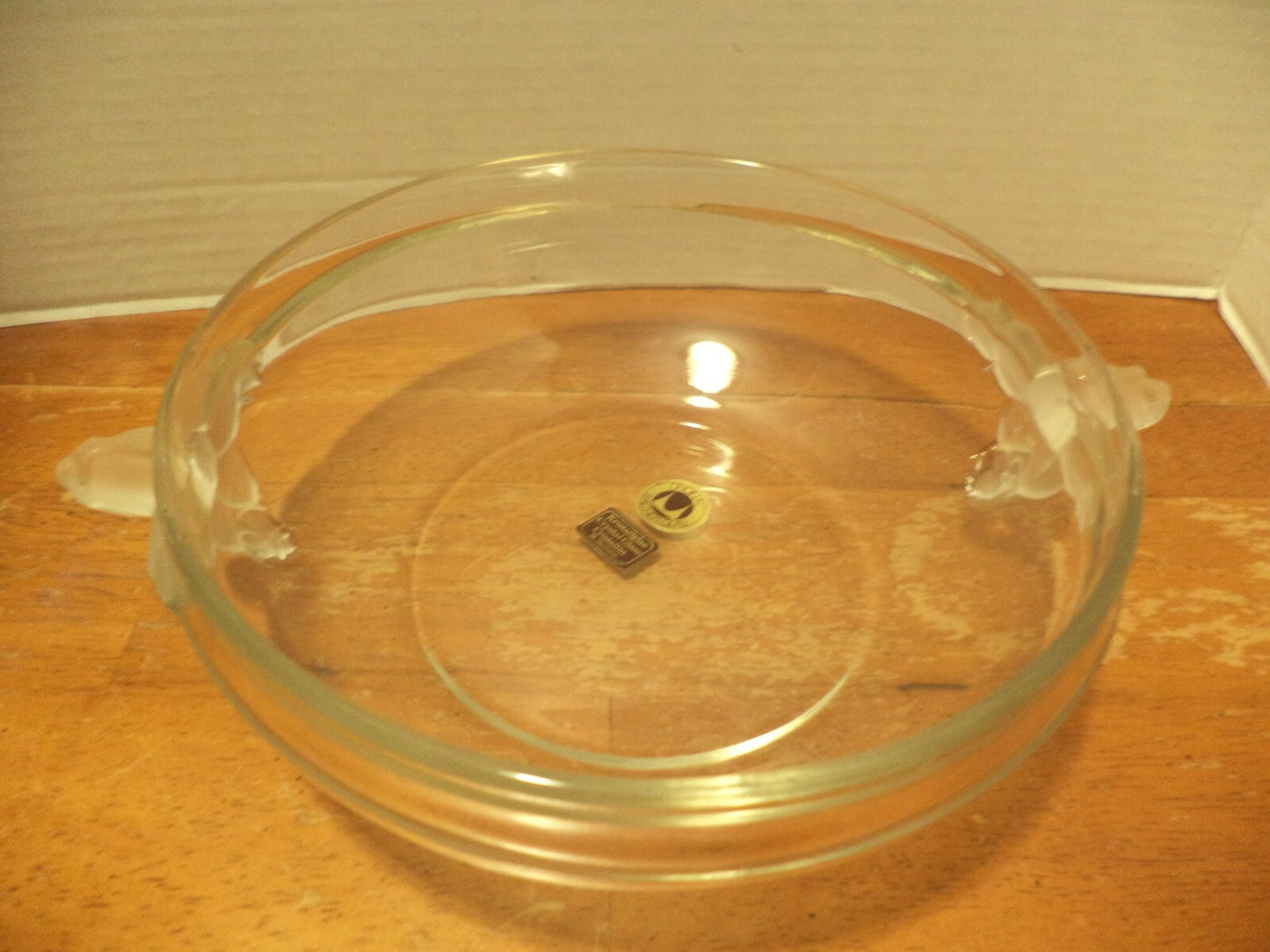 Original Walther Kristal Glass Bowl w/ Frosted Rose Handles