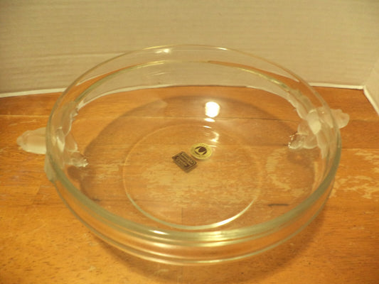 Original Walther Kristal Glass Bowl w/ Frosted Rose Handles