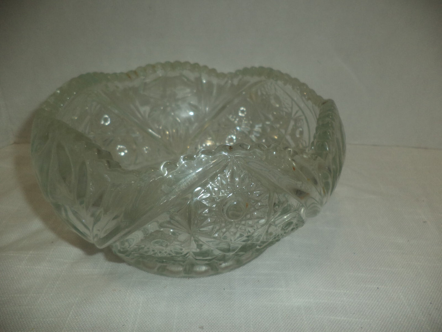 Pressed Scalloped Sawtooth Cut Glass Bowl