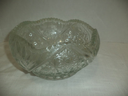 Pressed Scalloped Sawtooth Cut Glass Bowl