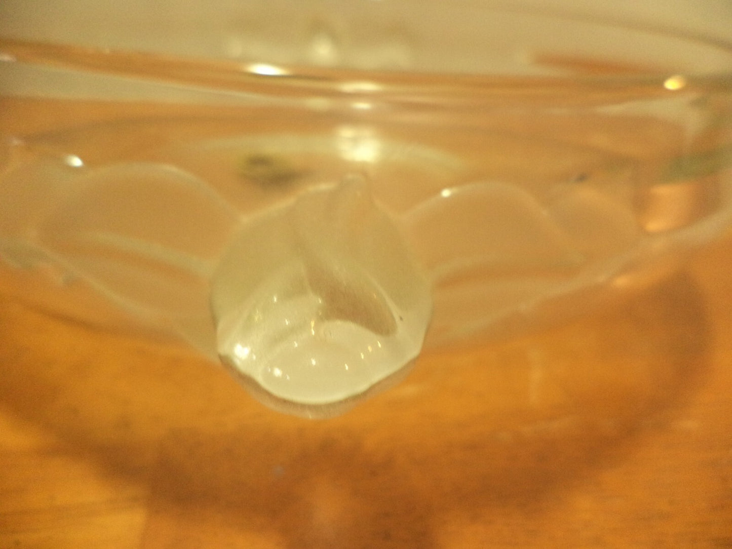 Original Walther Kristal Glass Bowl w/ Frosted Rose Handles