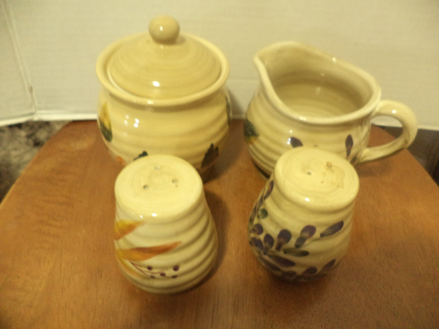 Home Trends Shadowwood Creamer,Sugar,Salt&Pepper, 2Coffee Cups