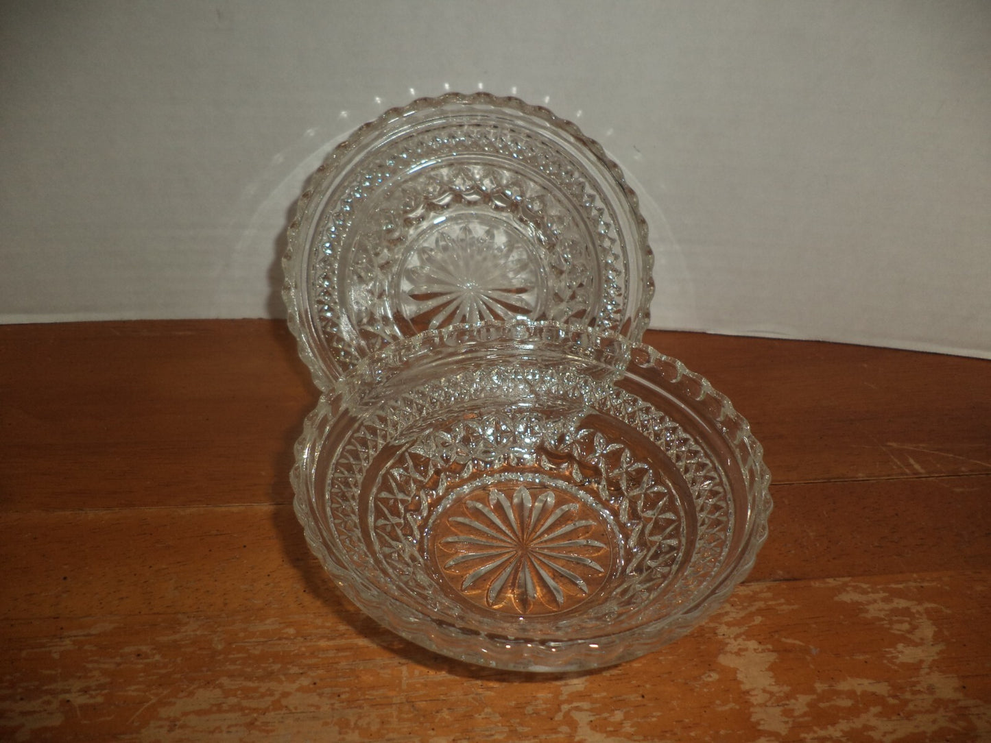 2 Anchor Hocking Pressed Glass Multi Patterned Round Bowl