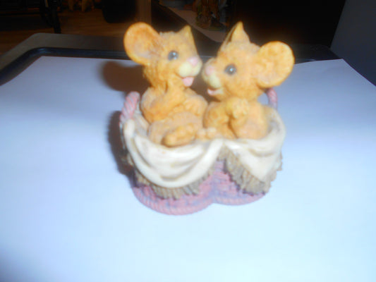2 Resin Mice Figurines 1990