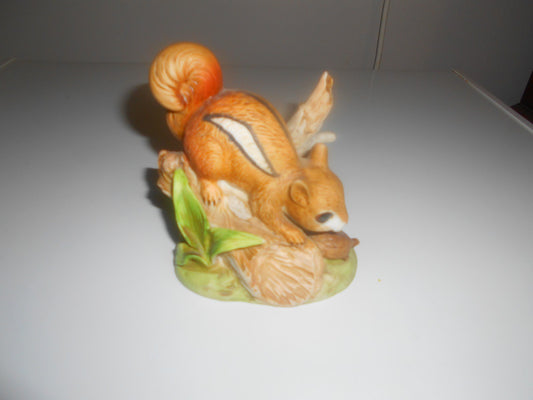Vtg Homco Woodland Friends Chipmunk & Turtle Ceramic Hand Painted Figurine 8882