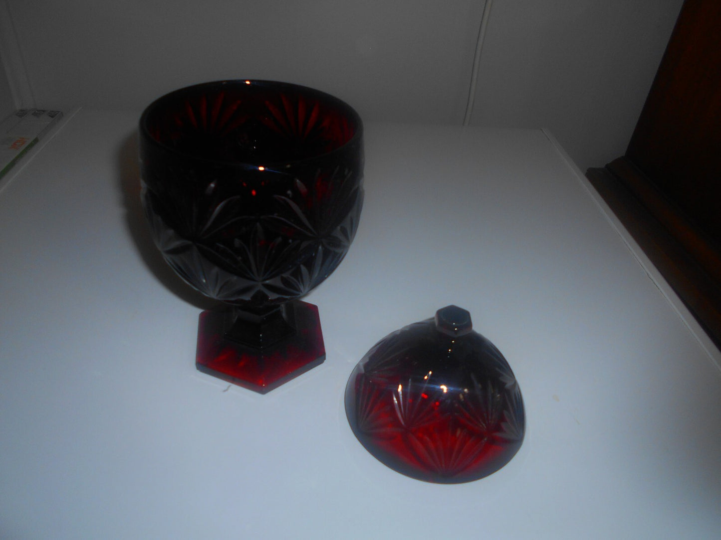 Antique Red Egg Shaped Compote