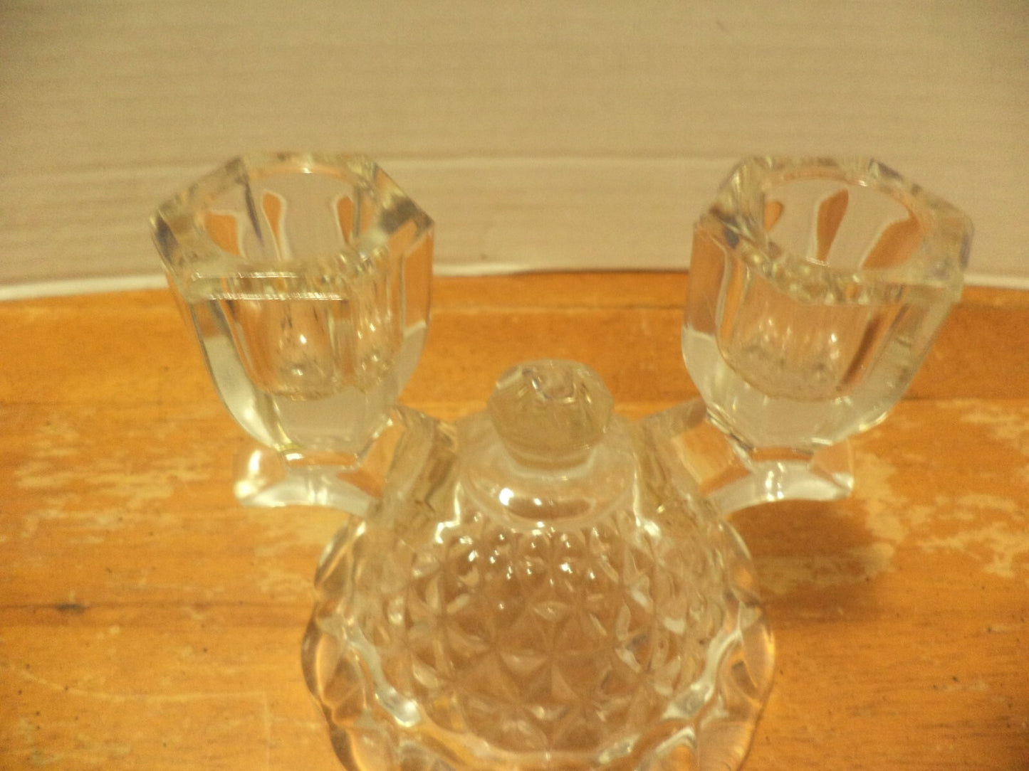 Vintage Imperial Katy Lace Edge Double Light Glass Taper Candle Holder lo 1930s
