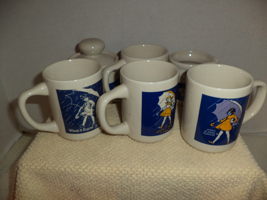 Morton Salt Mugs & Creamer & Sugar Set