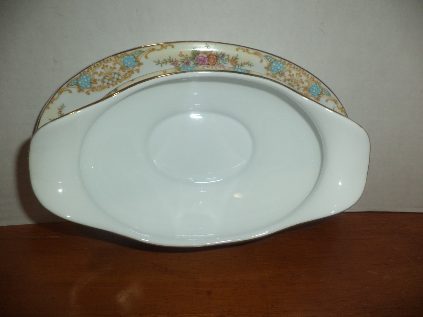 Noritake "M" Series Gravy Boat with Attached Underplate.  Floral.  Japan.
