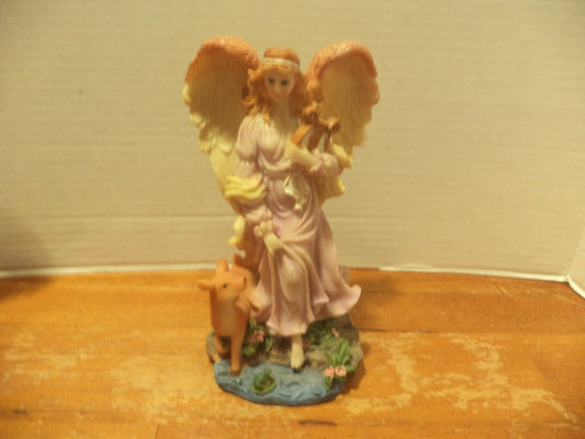 Dillard,s Resin Angel W/Fawn & Frog Figurine