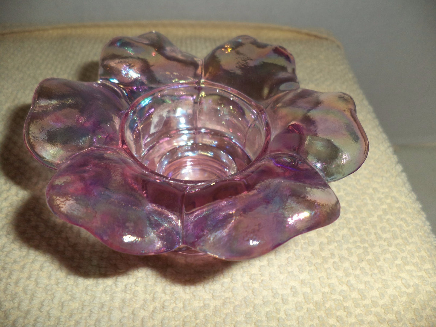 Pink Iridescence Flower Shaped Candle Holder